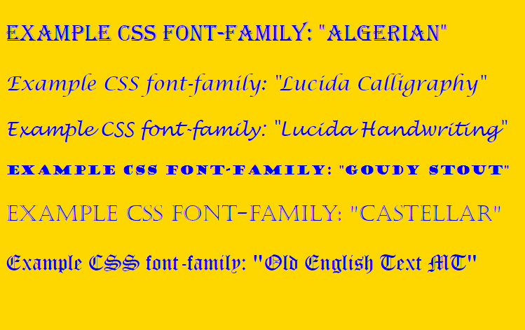 examples css font-family